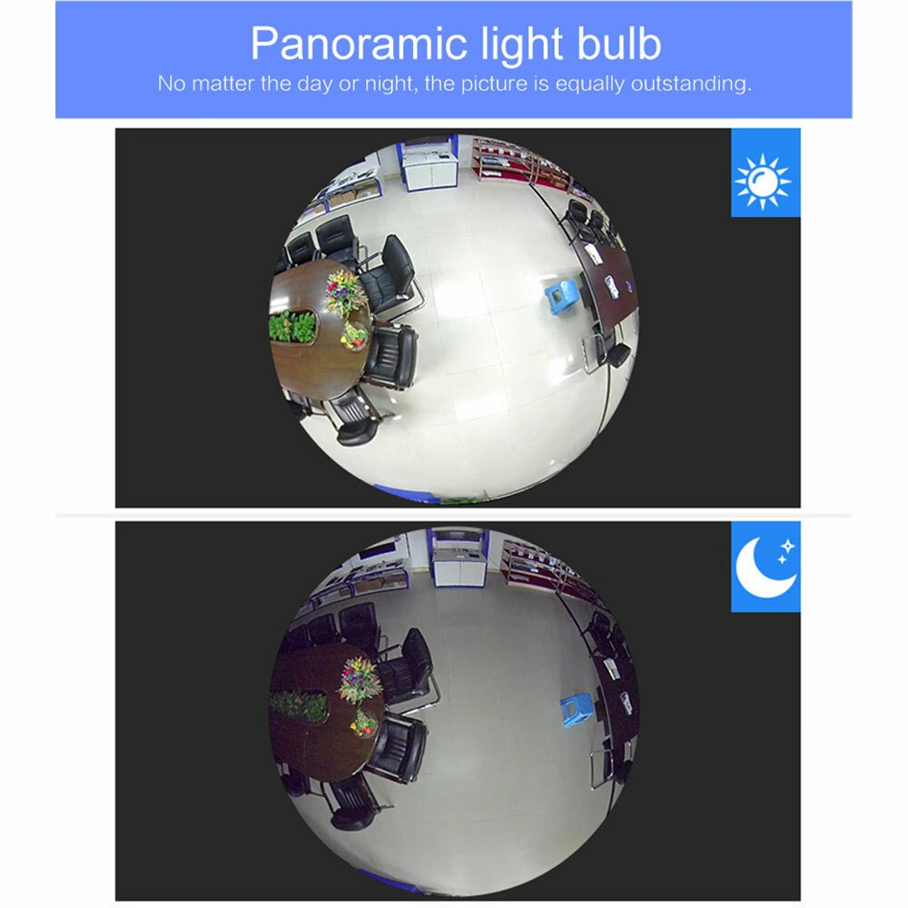 360 Degree Camera Bulb WiFi Panoramic VR Smart Fisheye Camera 1080P LED Light Night Vision Webcam Hidden IP Recorder Camcorder