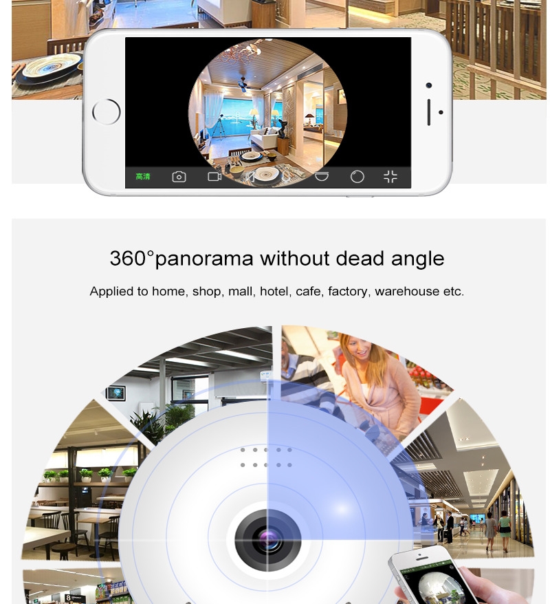 360 Degree Camera Bulb WiFi Panoramic VR Smart Fisheye Camera 1080P LED Light Night Vision Webcam Hidden IP Recorder Camcorder