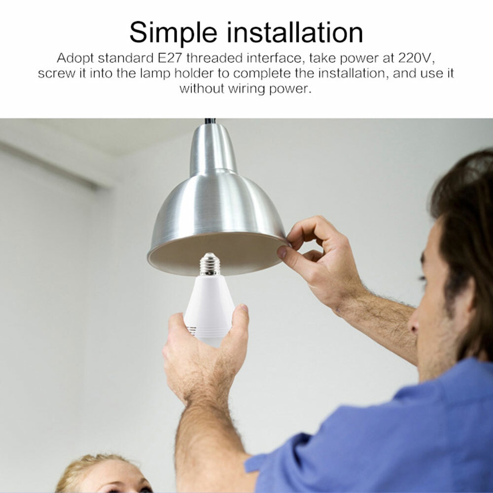 360 Degree Camera Bulb WiFi Panoramic VR Smart Fisheye Camera 1080P LED Light Night Vision Webcam Hidden IP Recorder Camcorder