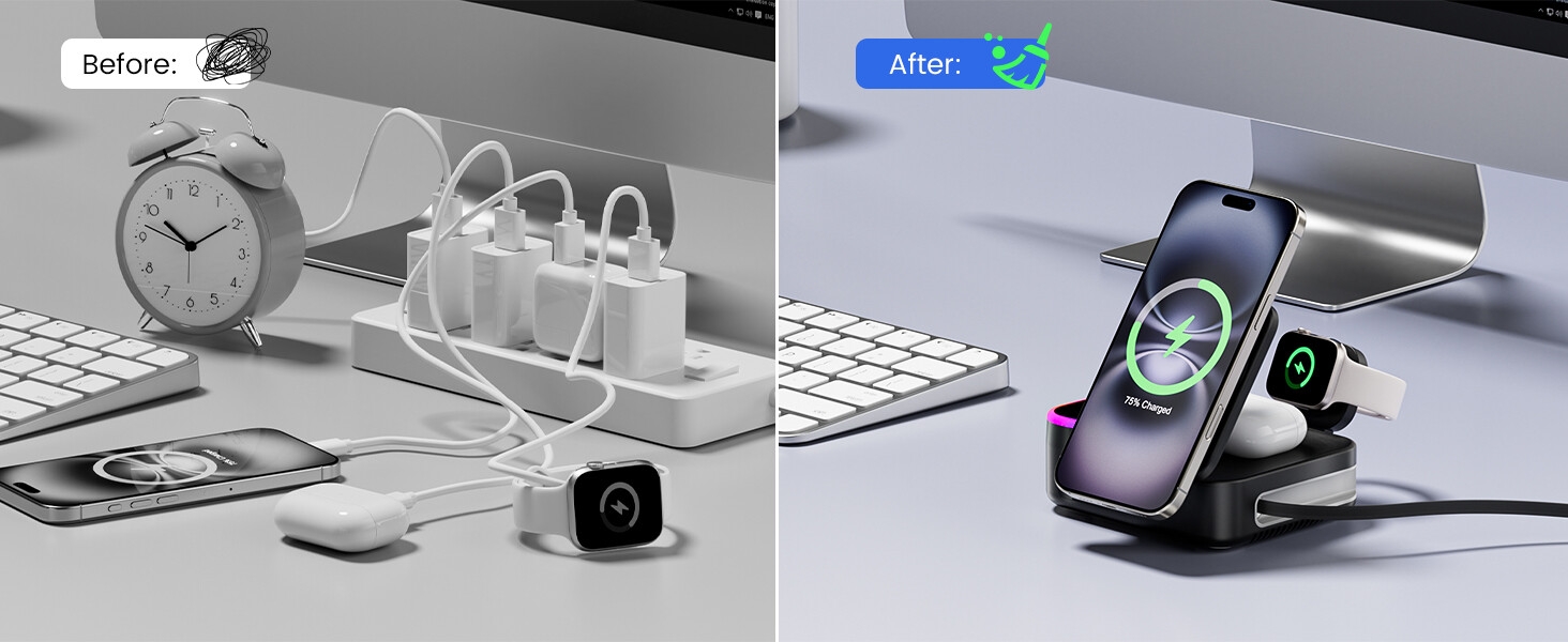 charging station 8 in 1 wireless charger multi device charger Apple