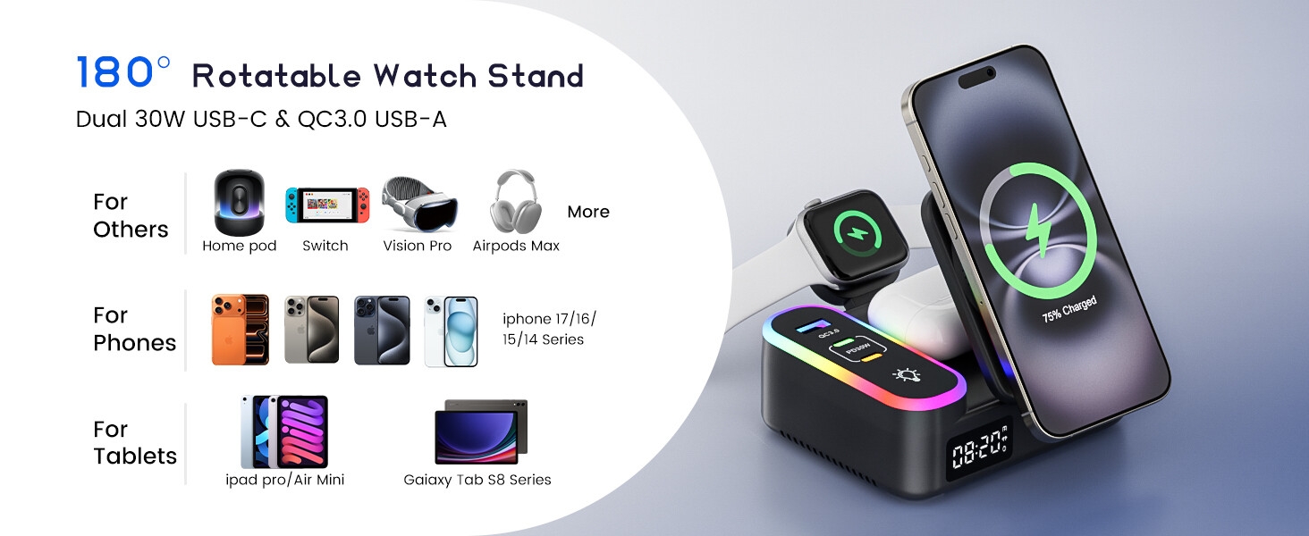 charging station 8 in 1 wireless charger multi device charger Apple