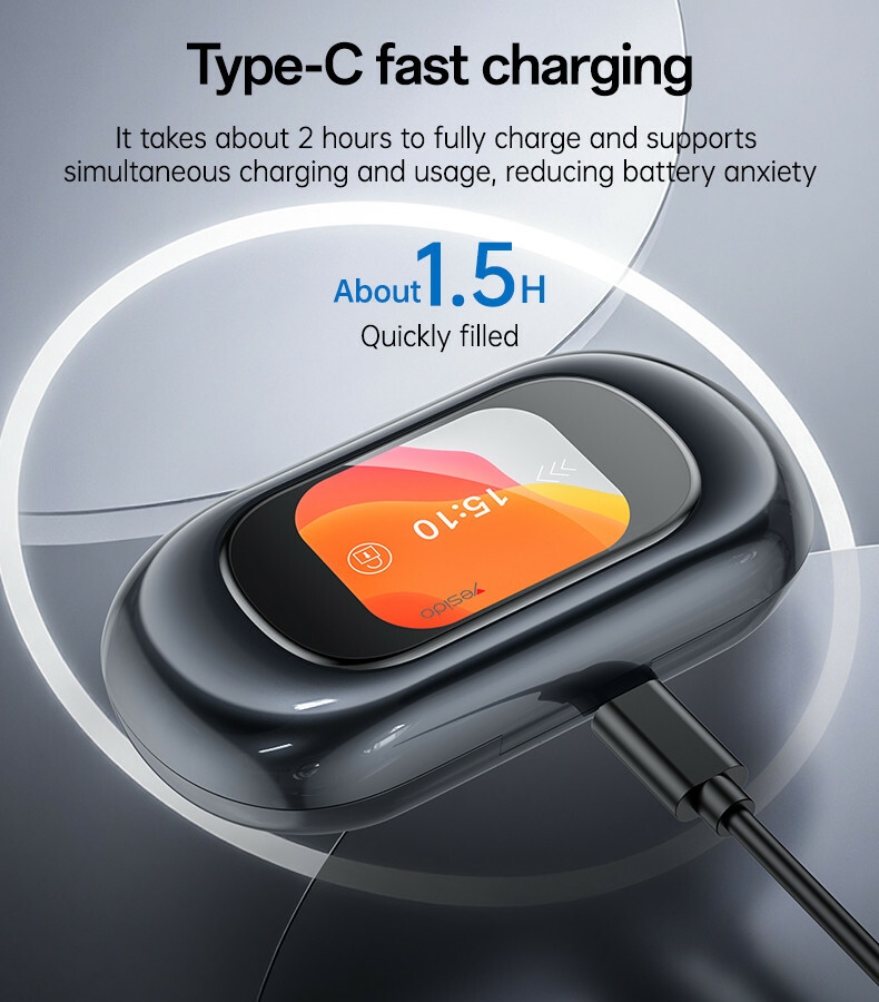 YSP26 BT5.4 ENC Noise Reduction LCD BT OWS Wireless Headphone Details