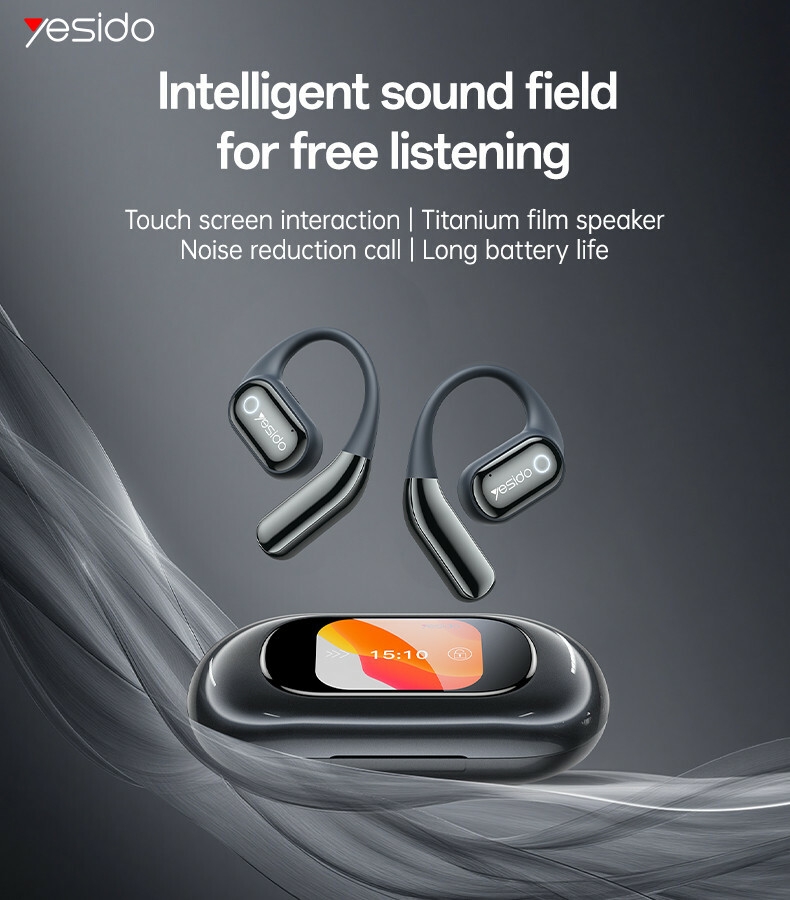 YSP26 BT5.4 ENC Noise Reduction LCD BT OWS Wireless Headphone