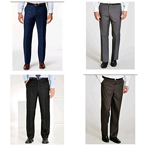 New 4Pack Of Men's Formal Trousers Black, Brown, Grey And Navy Blue ...