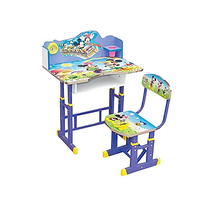 Wood And Metal Spiderman Kids Study Table And Chair Multi Color