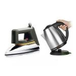 Flat Iron & 2L Electric Kettle Percolator - Silver, Black