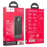 product_image_name-Generic-J114 Fast Charging Mobile power bank with 10000mAh capacity.Type-C and Micro-USB inputs. USB-A port and built-in cables for Lightning, Type-C and Micro-USB outputs. LED digital display of power level.- Black-6