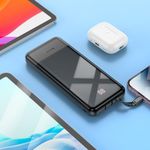 product_image_name-Generic-J114 Fast Charging Mobile power bank with 10000mAh capacity.Type-C and Micro-USB inputs. USB-A port and built-in cables for Lightning, Type-C and Micro-USB outputs. LED digital display of power level.- Black-7