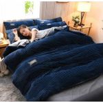4pc Velvet coral Duvet - Blue