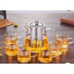 product_image_name-Generic-600ML Glass Teapot, Loose Leaf Teapots with Infuser, Square Tea Pot with Strainer, Teapot witn 6 Cups-3