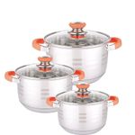 product_image_name-Generic-6 Pieces Stainless Steel  Cookware Set With Mirror Polish And Glass lids-Silver-1