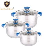product_image_name-Generic-6 Pieces Stainless Steel  Cookware Set With Mirror Polish And Glass lids-Silver-2