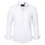 product_image_name-Fashion-Alimens & Gentle Shirts Mens Dress Shirts Stretch Long Sleeve Formal Business Wedding Button Down Shirt Wrinkle Free (White)-1