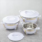 product_image_name-Generic-Double Walled Inner Stainless Steel Casserole Hotpot Food Warmer Hotcase Roti Server with Easy Locking System Serving Dishes, 3 PC Set-4