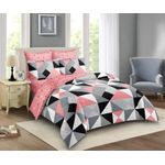 4Pc Duvet ( 2 Pillow cases, 1 bedsheet, 1 Duvet) - Pink, white and Grey Geometrics