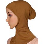 Women Mercerized Muslim Turban Hat Interior Hijab Cap-Burnt Orange