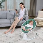 product_image_name-Generic-Bluetooth Baby Swing for Infants-Removable Baby Chair Adjustable Electric Baby Bouncer Seat Multiple Function Baby Rocker Swing Sand-Green-3
