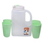 product_image_name-Generic-Plastic Water Fridge Bottle with 4 Glasses, 4L - Green - Color May Vary-1