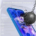 product_image_name-Samsung-Galaxy A25 Luxury Soft Rubber Liquid Silicone Skin Touch Feel Cover Case With Screen Protector Blue-5