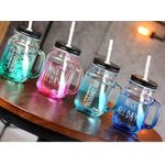 product_image_name-Generic-6 Set 16 oz Assorted Colored Steel lid Mason Jar Mugs With Handle And Straw Fashionable Drinking Glass For Coffee , Smoothie , Cocktails -8