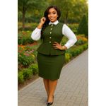 SIMPLE CASUAL LADIES' DRESS-  GREEN/ MULTI COLOR 