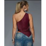 product_image_name-Fashion- Women’s Burgundy One Shoulder Top – Asymmetrical Polyester Party & Casual  Blouse-3