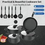 product_image_name-Generic-13 piece set of cookware set milk pot soup pot flat bottomed small frying pan lid and shovel to form a pot set-4