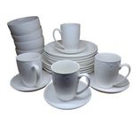 20 Pieces Ceramics 4 Cups 4 Bowls 4 Side Plates 4 Dinner Plates 4 Saucers-White