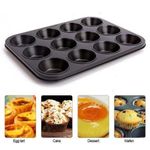 Other 12Pcs Baking Non-stick Cupcake Tray -Grey