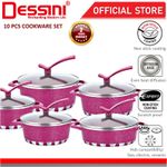 product_image_name-Dessini-10 Pieces Of Granite Aluminium Non Stick Casserole Pot Bowl Deep Fry Pan Cookware Tool Saucepans -2