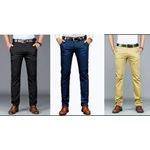 product_image_name-Fashion-3 Pack of Men's Stretcher Khaki Trousers - Black,Navy Blue & Brown-1