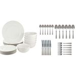 Other Dinner Set - 42Pcs, White,Silver