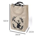 product_image_name-Generic-Cotton And Linen  Storage Pouch Laundry Basket, Large Laundry Basket with Handle, Foldable Laundry Bag Hamper With Aluminium Handle For Bathroom Storage for Bedroom, Bathroom, College Dorm, Laundry Room -8