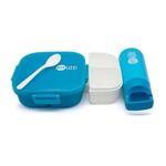 product_image_name-Generic-Leak Proof 3 Compartment Lunch Box With Bottle (350 ML) Reusable Microwave Freezer Safe Food Containers With Spoon For Adults And Kids-2