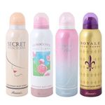 A Bundle Of 4 Deodorant Body Sprays,Secret ,Innocence, Royals Blue & Royals 200ml For Ladies - Multi-Colors