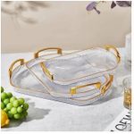 product_image_name-Generic-3 Pieces Set Of Acrylic Serving Trays Designs May Vary Trays For  Serving Food Tea Fruits Drinks At Hotels Diner-Transparent-1