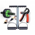 product_image_name-Generic- 3-in-1 Home Gym Fitness set featuring an ab roller, a spring tummy trimmer, and a hand grip strengthener - Multicolor -2
