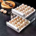 product_image_name-Generic-32 Eggs Tray Storage Box Double-deck Refrigerator Drawer, White-1