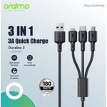product_image_name-Oraimo-3 In 1 Charging Cable 3A Charging Cable With Micro Usb, Type-C And Lighting Port Compatible For Android, IOS And Type C Devices 1.2Mtr Long -Black-2