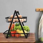 product_image_name-Generic-2-Tier Countertop Fruit Basket Bowl Bread Basket Vegetable Holder Kitchen Storage, Black-2