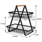 product_image_name-Generic-2-Tier Countertop Fruit Basket Bowl Bread Basket Vegetable Holder Kitchen Storage, Black-3