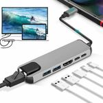 product_image_name-Generic-TypeC Interface Hub, Ethernet Adapter USB3.0 TF Memory Cards USB C Female Port for IPad Pro//Type C Devices RJ45 Ethernet Mini SDTF OTG Adapter With 4K HDMI -Silver-4