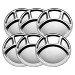 product_image_name-Generic-6 Pc Stainless Steel Round 4 In1 Component Dinner Plate Tray For Lunch- Silver.-1