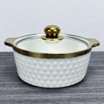product_image_name-Generic-Round Ceramic Casserole Pot Tableware Candle Fire Heating Hotel Dry Soup Pot With Golden Lid-2