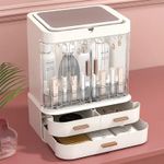 product_image_name-Generic-Dust-Proof Drawer Makeup Skincare Organizer Plastic Cosmetics Storage Cases With 3 Drawer Adjustable LED Mirror Makeup Organizer For Countertop Cosmetic Storage Box- Multicolor-1