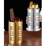 product_image_name-Generic-New style Stainless Steel Golden Cutlery Holder Drainer Spoon Fork Chopsticks Storage Basket Rack Kitchen Accessories Organizer-3