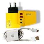 product_image_name-Generic-120W 4 Ports Fast Charger Adapter with 6A Type C Cable Wall Charger USB C3.0 & USB-A 3.0 GaN Charging Station for iPhone 17,16,15,14, Samsung, Xiaomi, Android, Laptops(Without box) -2