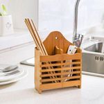 product_image_name-Generic-Sustainable Bamboo Cutlery Holder and Utensil Caddy - Multicolor-2