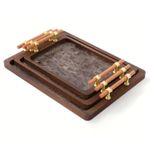 product_image_name-Generic-3pcs Luxury Bamboo Serving Tray Set with Faux Marble Base. -1