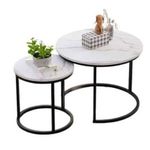 Round Nesting Coffee Table Side Table Set of 2- Multi Colours